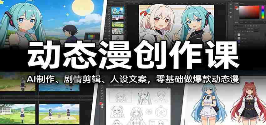 动态漫创作课:AI制作、剧情剪辑、人设文案,零基础做爆款动态漫-副业部