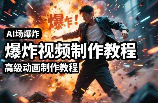 AI场景爆炸视频制作教程，利用人物实拍视频制作出高级的动画特效-副业部