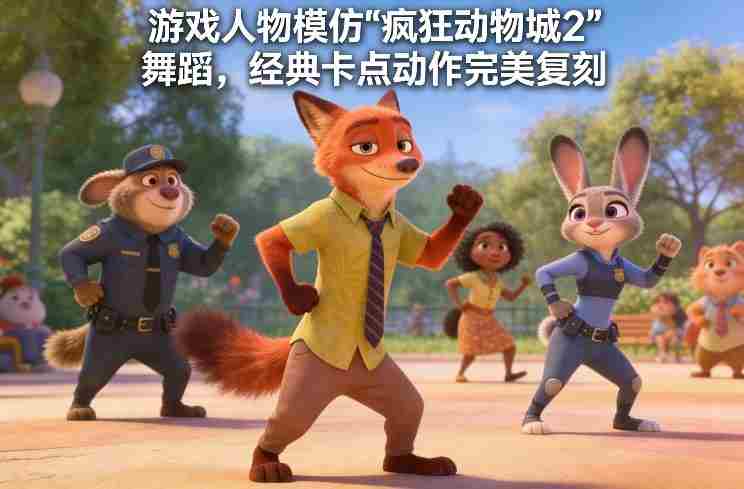 游戏人物模仿“疯狂动物城2”舞蹈,经典卡点动作完美复刻