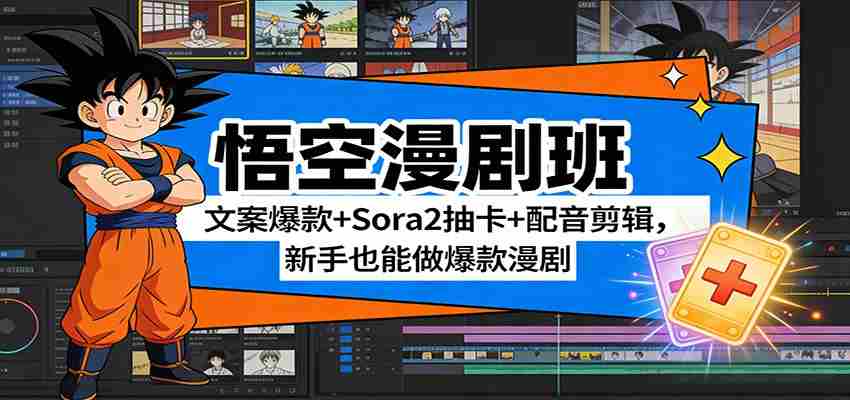 悟空漫剧班：文案爆款+Sora2抽卡+配音剪辑，新手也能做爆款漫剧-副业部