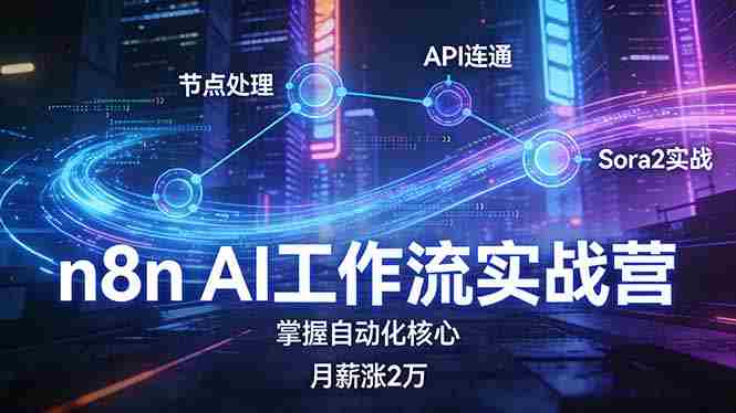 （17458期）n8n AI工作流实战营，节点处理+API连通+Sora2实战，掌握自动化核心月薪涨2万-副业部