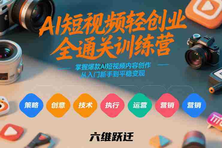 AI短视频轻创业全通关训练营，掌握爆款AI短视频内容创作，从入门新手到平稳变现的六维跃迁-副业部