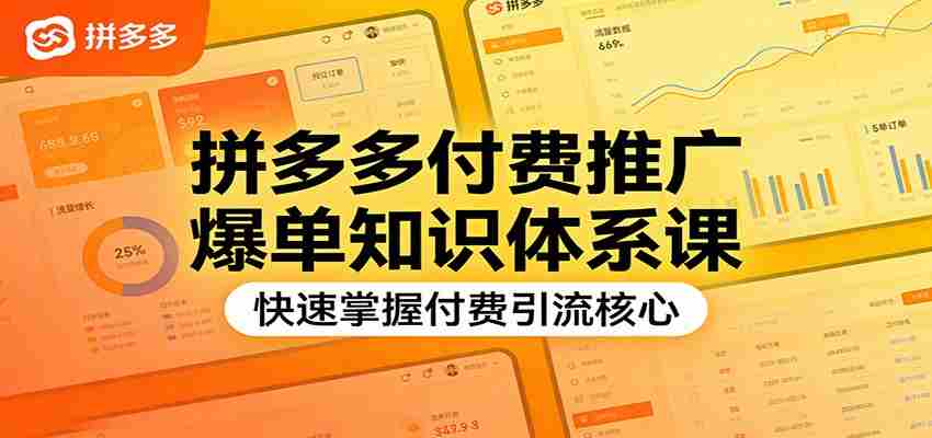 拼多多付费推广爆单知识体系课,快速掌握付费引流核心-副业部