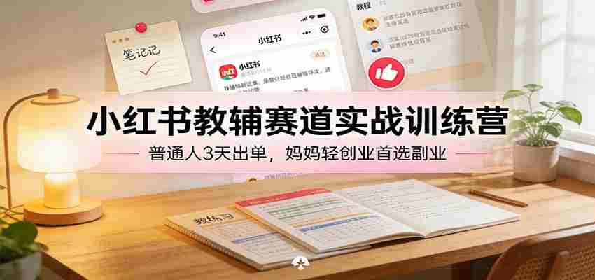 小红书教辅赛道实战训练营:普通人3天出单,宝妈轻创业首选副业-副业部