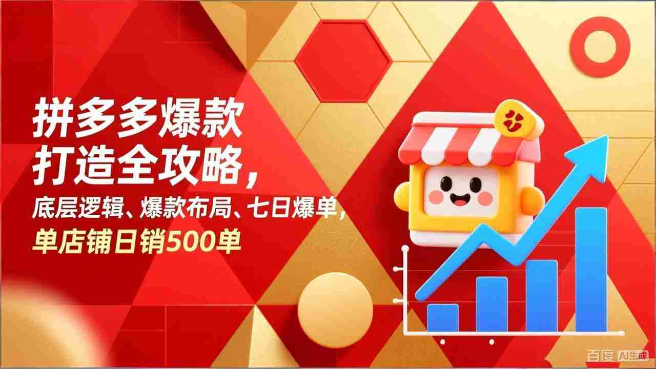 （17346期）拼多多爆款打造全攻略，底层逻辑、爆款布局、七日爆单，单店铺日销500单-副业部