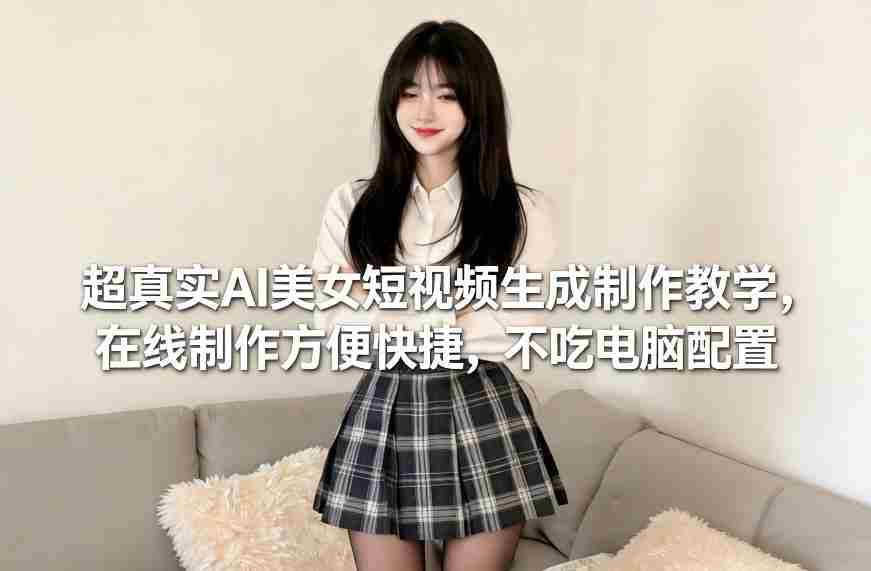 超真实AI美女短视频生成制作教学，在线制作方便快捷，不吃电脑配置，快速起号涨粉-副业部