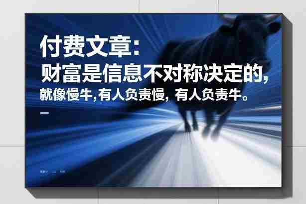 付费文章：财富是信息不对称决定的，就像慢牛，有人负责慢，有人负责牛-副业部