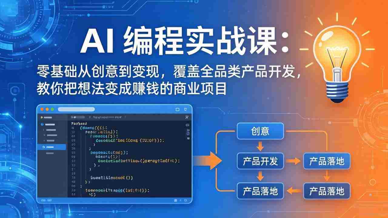 （17814期）AI编程实战课-第三期更新：零基础从创意到变现，覆盖全品类产品开发，把想法变成赚钱的项目-副业部