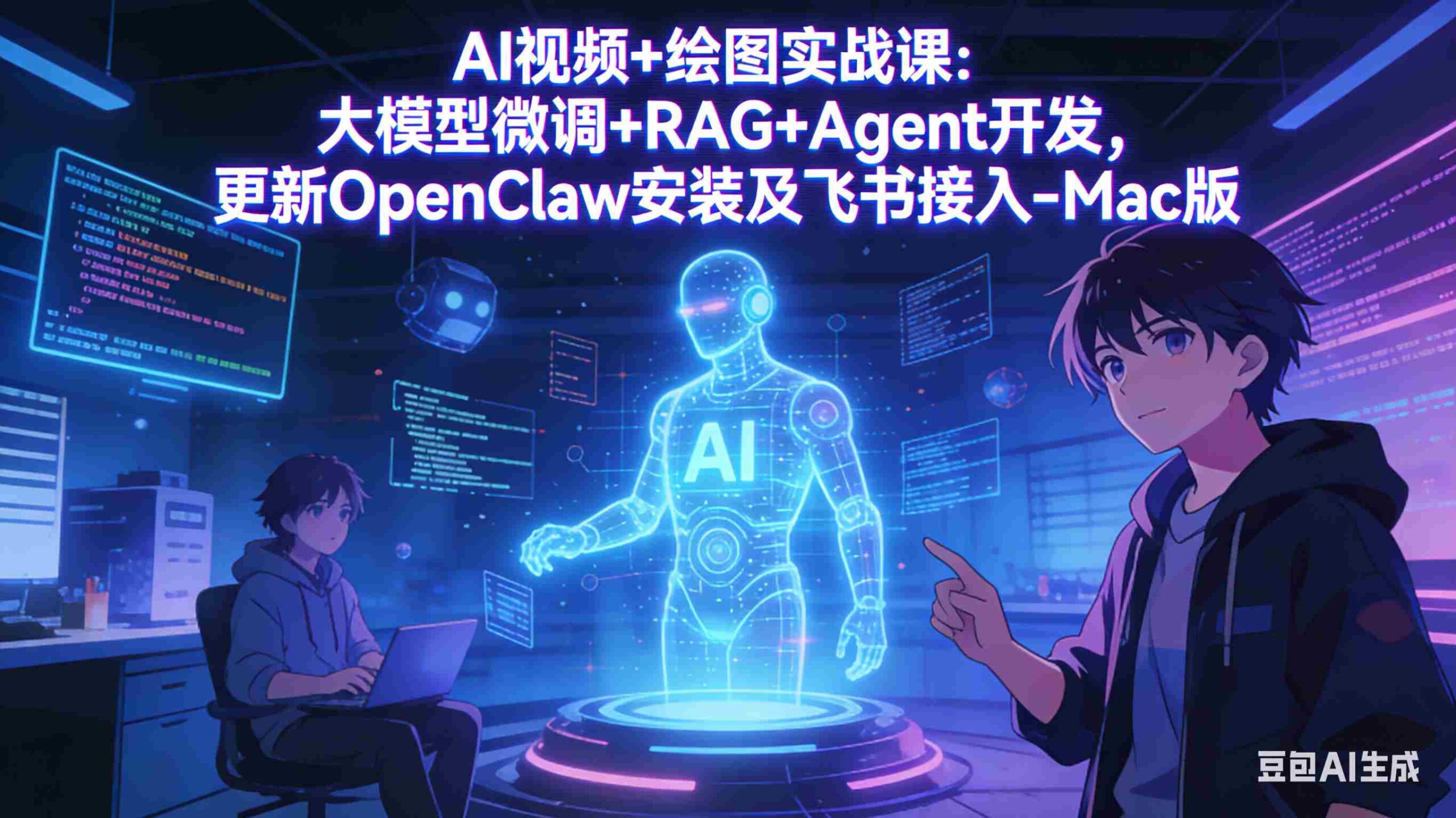 (17594期)AI视频+绘图实战课:大模型微调+RAG+Agent开发,更新OpenClaw安装及飞书接入-Mac版-副业部