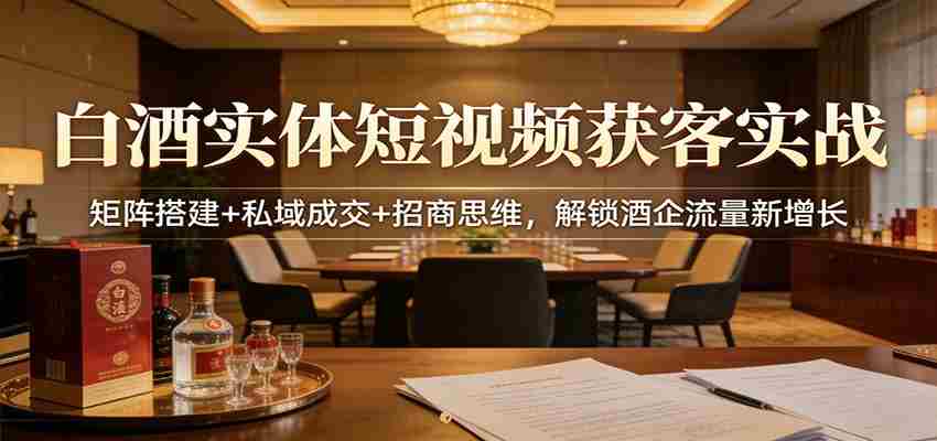 白酒实体短视频获客实战:矩阵搭建+私域成交+招商思维,解锁酒企流量新增长-副业部