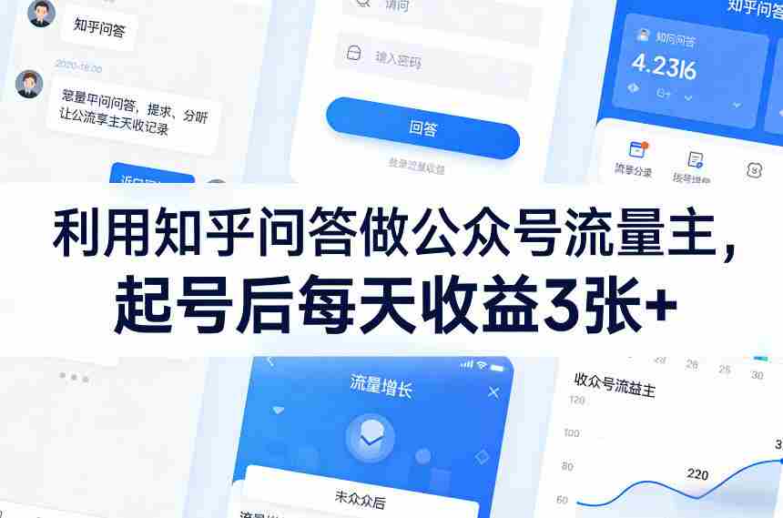 利用知乎问答做公众号流量主，起号后每天收益3张+-副业部