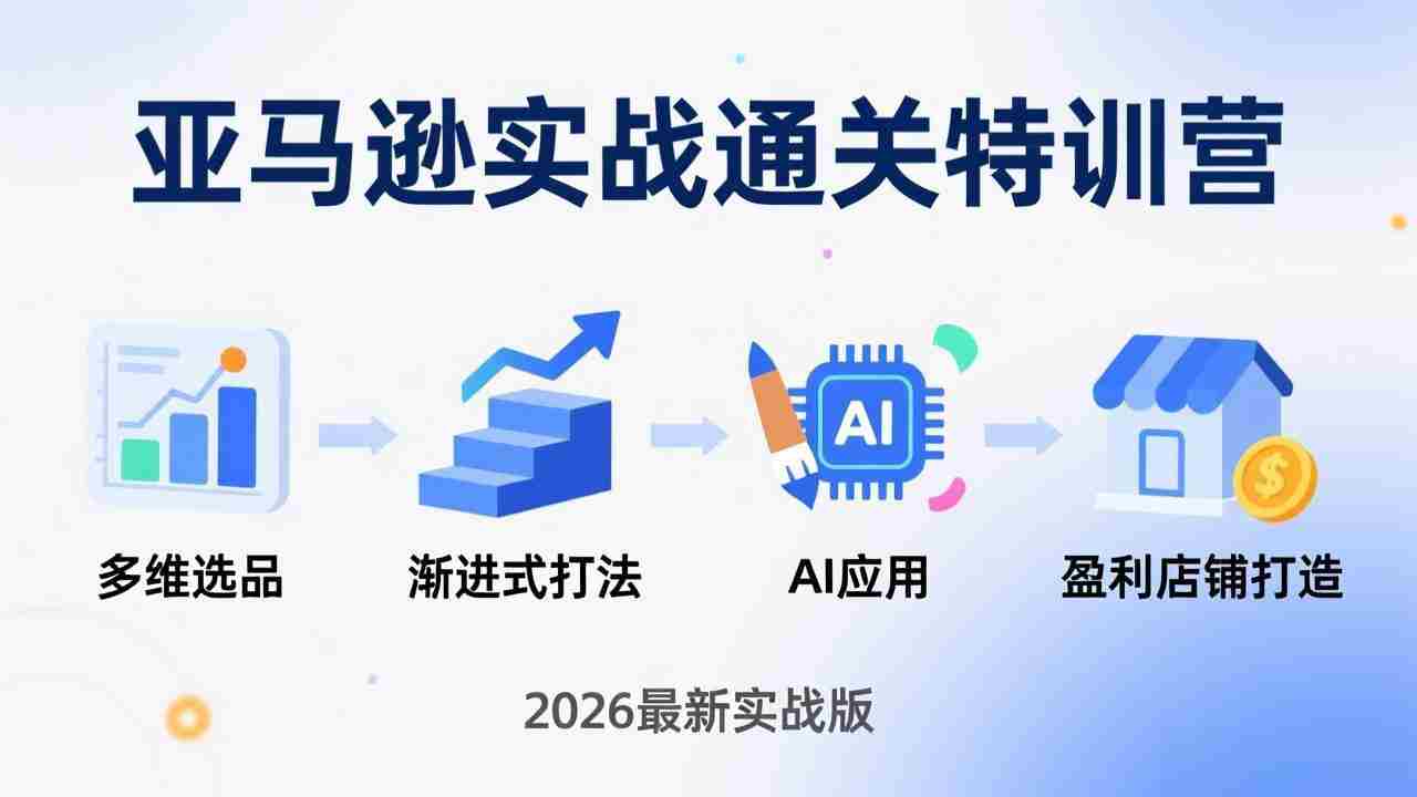 （17745期）亚马逊实战通关特训营：2026年3月更新，多维选品+渐进式打法+AI应用，从0到1打造盈利店铺-副业部