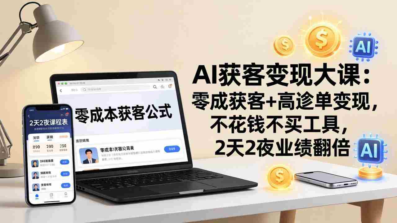 （17735期）AI获客变现大课：零成本获客+高客单变现，不花钱不买工具，2天2夜业绩翻倍-副业部