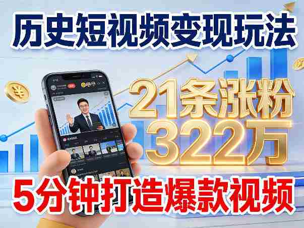 历史短视频变现玩法,不露脸出镜,5分钟打造爆款视频
