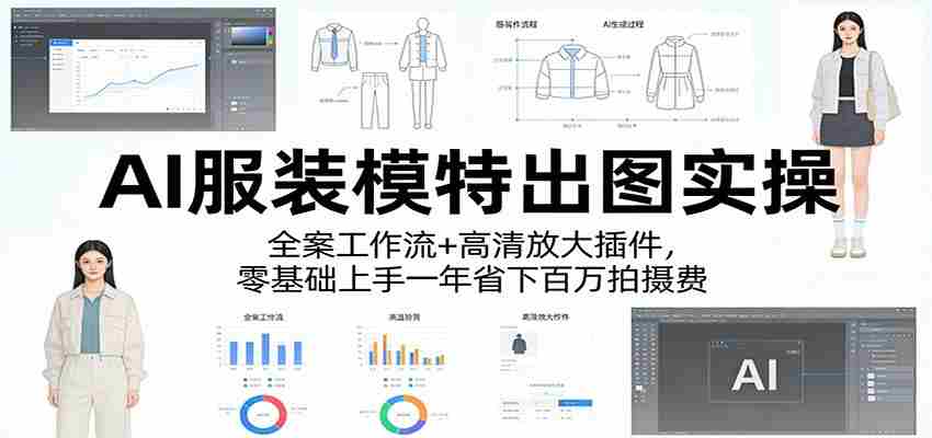 AI服装模特出图实操:全案工作流+ 高清放大插件,零基础上手一年省下百万拍摄费-副业部