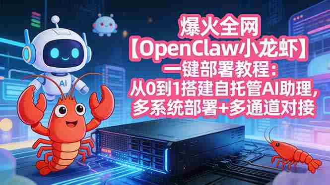 （17612期）爆火全网【OpenClaw 小龙虾】一键部署教程：从0到1搭建自托管AI助理，多系统部署+多通道对接-副业部