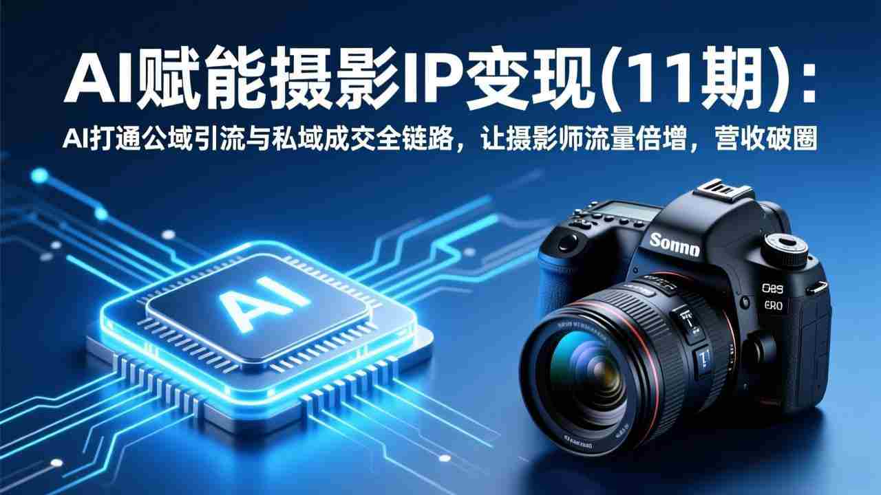 （17558期）AI赋能摄影IP变现(11期)：AI打通公域引流与私域成交全链路，让摄影师流量倍增，营收破圈-副业部