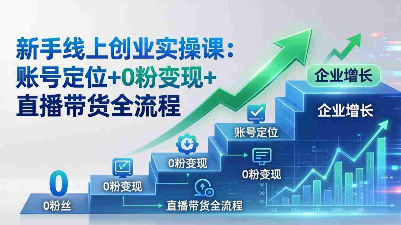 （17831期）新手线上创业实操课：账号定位+0粉变现+直播带货全流程，企业用户增长一步到位-副业部