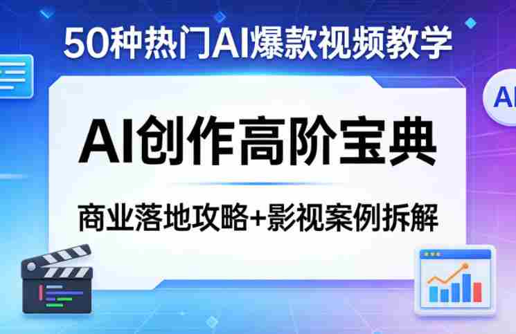 50种热门AI爆款视频教学，AI创作高阶宝典，商业落地攻略+影视案例拆解-副业部