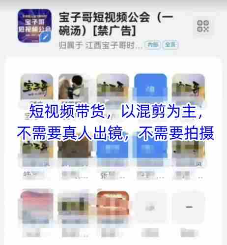 宝子哥头部团队短视频带货，以混剪为主，不需要真人出镜，不需要拍摄【更新26年3月】-副业部