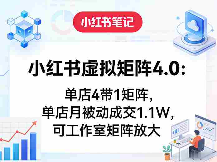 小红书虚拟矩阵4.0：单店4带1矩阵，单店月被动成交1.1W，可工作室矩阵放大-副业部