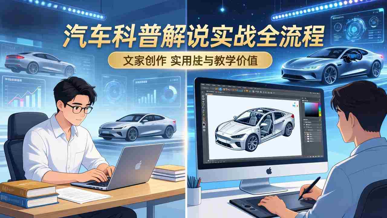 （17665期）抖音汽车科普解说实战：文案+动画+画面处理+去水印全流程，打造专业汽车科普视频-副业部