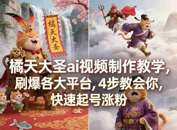 橘天大圣ai视频制作教学，刷爆各大平台，4步教会你，快速起号涨粉-副业部