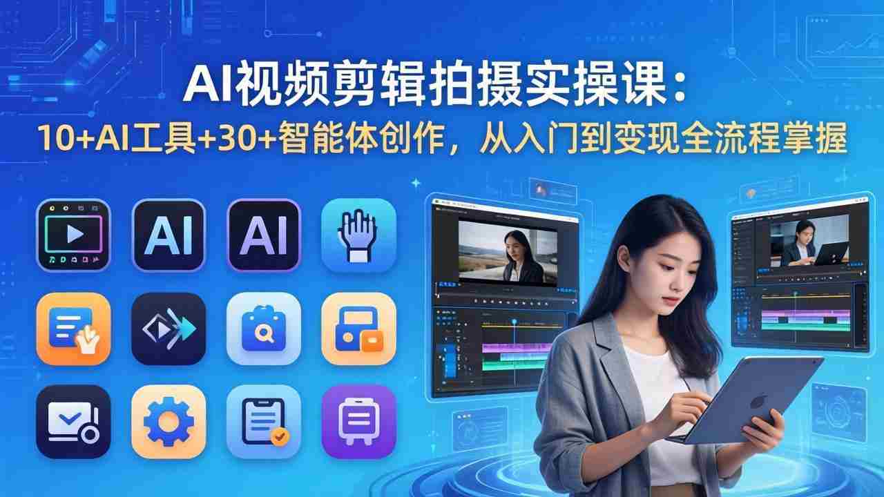 （17818期）AI 视频剪辑拍摄实操课：10+AI工具+30+智能体创作，从入门到变现全流程掌握-副业部