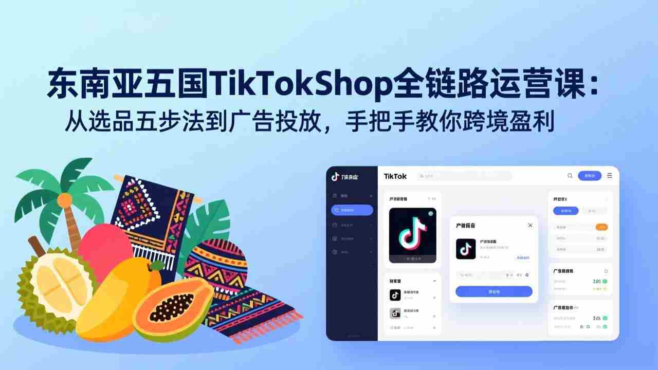 （17511期）东南亚五国TikTok Shop全链路运营课：从选品五步法到广告投放，手把手教你跨境盈利-副业部
