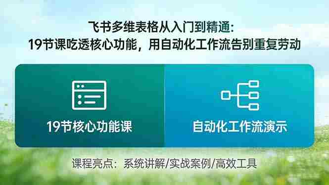 （17634期）飞书多维表格从入门到精通：19节课吃透核心功能，用自动化工作流告别重复劳动-副业部