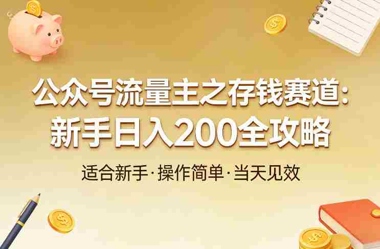公众号流量主之存钱赛道，贴合当下需求，适合新手，一天收益2张-副业部