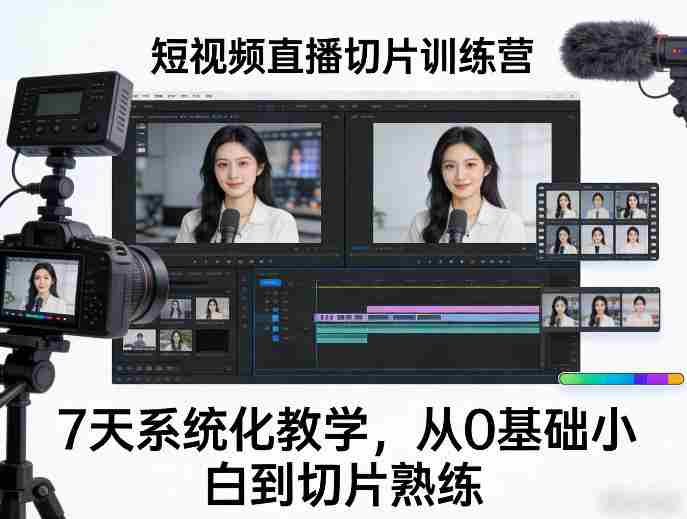 短视频直播切片训练营，7天系统化教学，从0基础小白到切片熟练-副业部