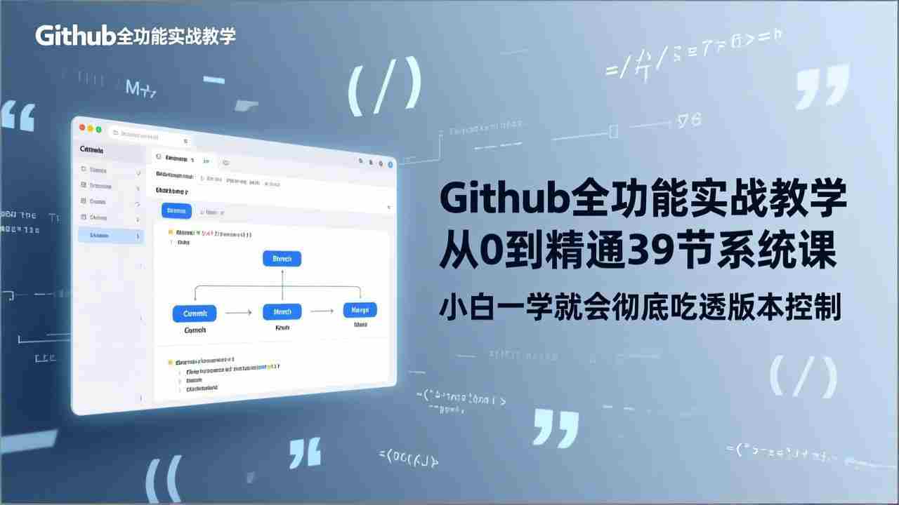 （17501期）GitHub-全功能实战教学，从0到精通39节系统课，小白一学就会彻底吃透版本控制-副业部