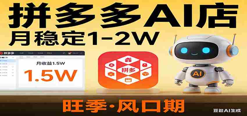 开一家拼多多AI店,月稳定1-2W,目前旺季,风口期!-副业部