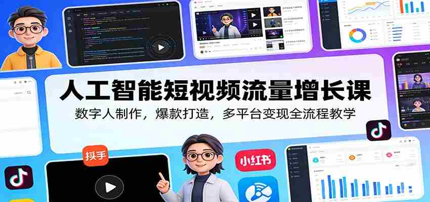 人工智能短视频流量增长课：数字人制作，爆款打造，多平台变现全流程教学-副业部