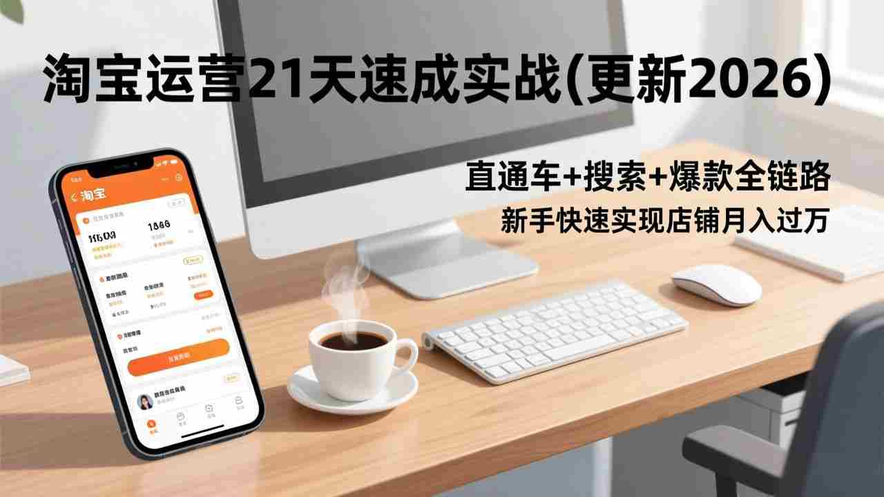 （17806期）淘宝运营21天速成实战(更新3月)，直通车+搜索+爆款全链路，新手快速实现店铺月入过万-副业部