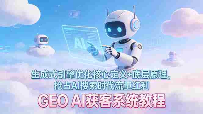 （17604期）GEO AI获客系统教程：生成式引擎优化核心定义+底层原理，抢占AI搜索时代流量红利-副业部