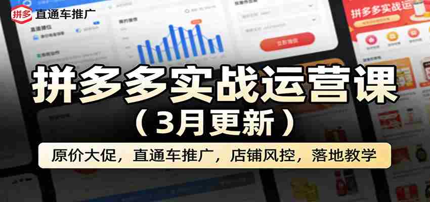 拼多多实战运营课(3月更新):原价大促,直通车推广,店铺风控,落地教学-副业部