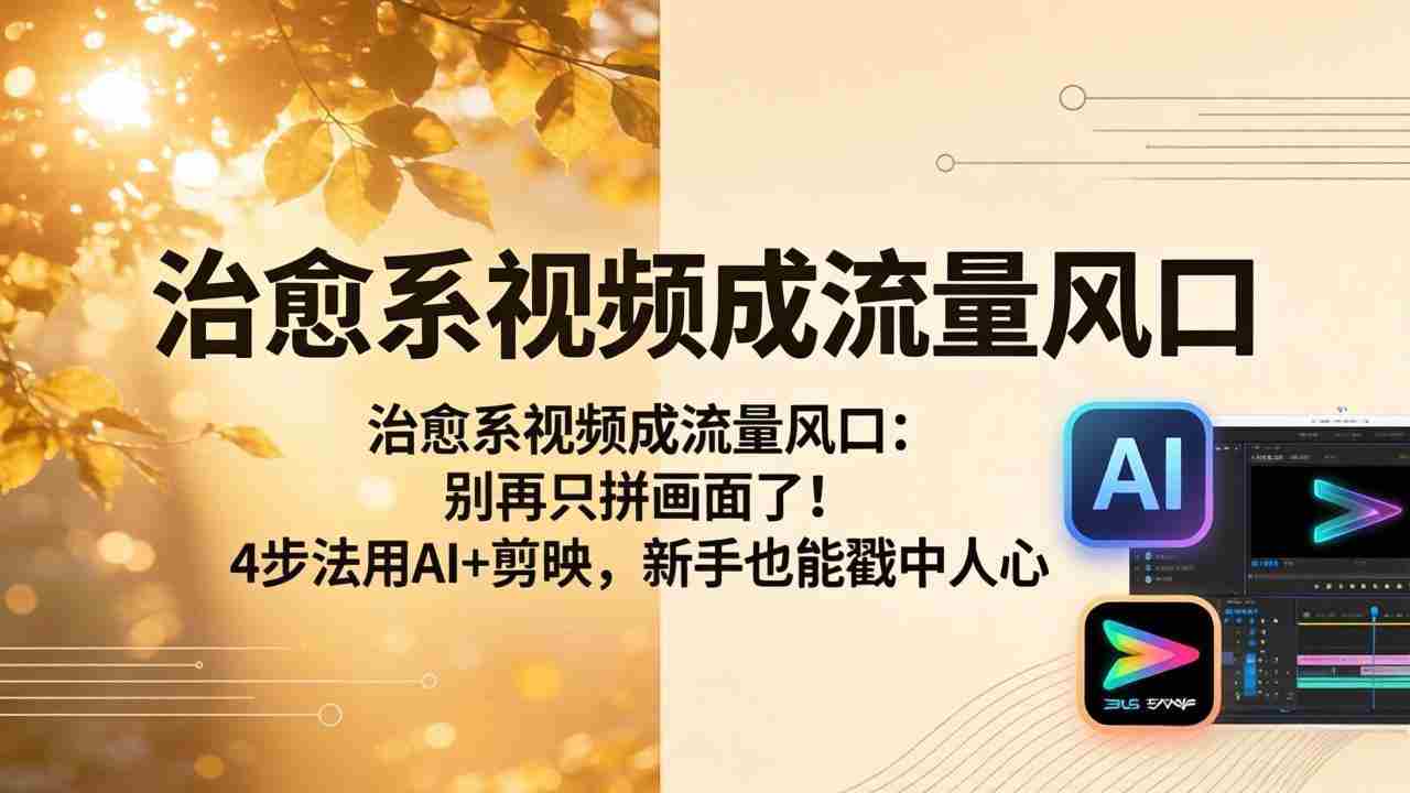 （18219期）治愈系视频成流量风口：别再只拼画面了！4步法用AI+剪映，新手也能戳中人心-副业部