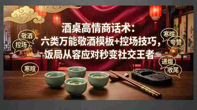 （18020期）付费文章：酒桌高情商话术：六类万能敬酒模板+控场技巧，饭局从容应对秒变社交王者-副业部
