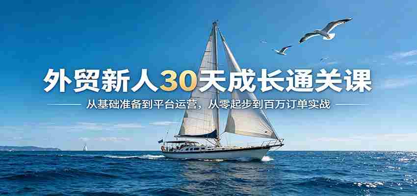 外贸新人30天成长通关课:从基础准备到平台运营,从零起步到百万订单实战-副业部