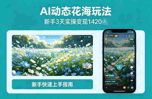 AI动态花海玩法，项目经过实操3天变现1420，新手也能快速上手-副业部