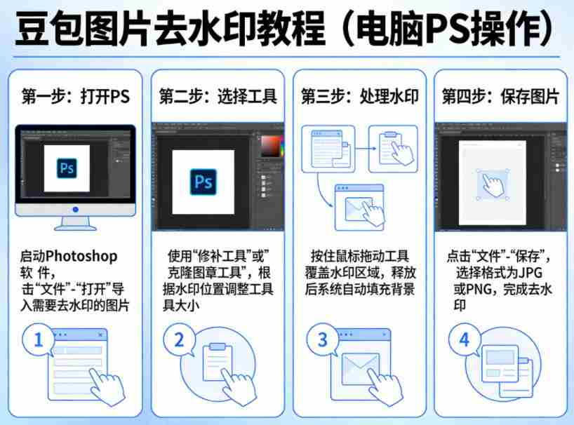 豆包图片去水印教程，电脑PS操作教程-副业部
