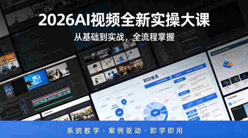 2026AI视频全新实操大课,从基础到实战,全流程掌握,系统教学·案例驱动·即学即用
