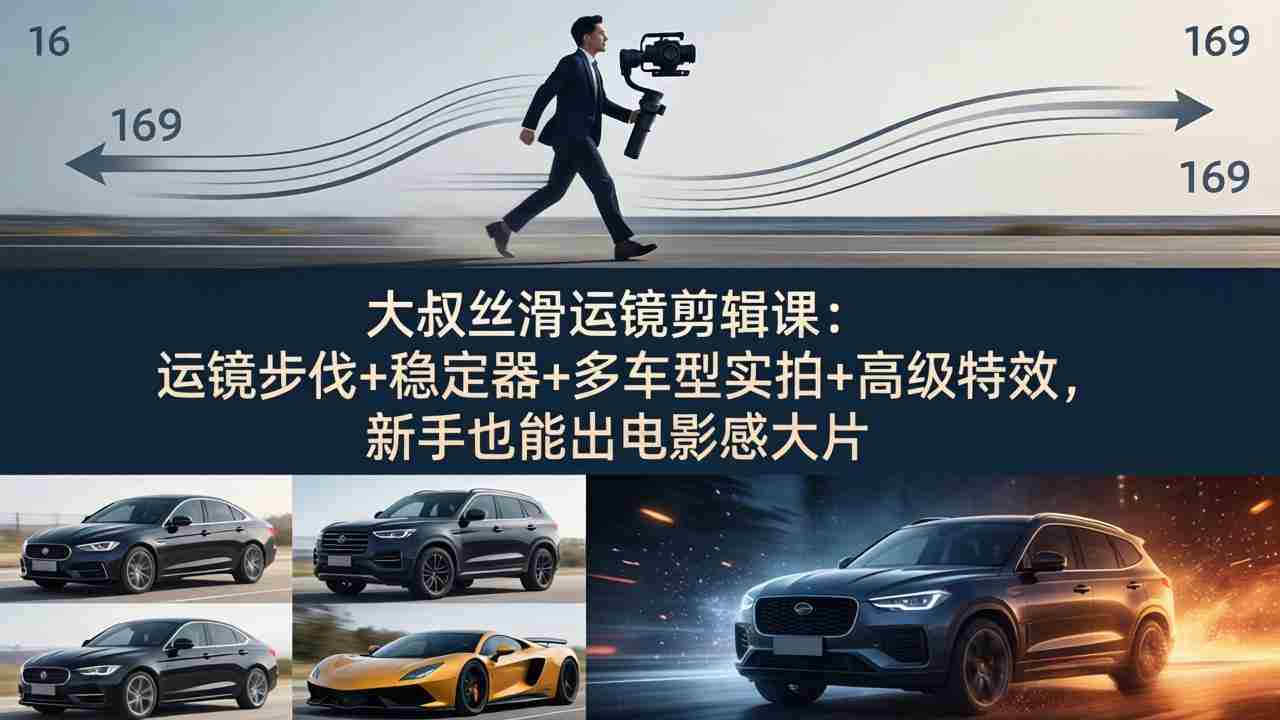 （18004期）大叔丝滑运镜剪辑课：运镜步伐+稳定器+多车型实拍+高级特效，新手也能出电影感大片-副业部