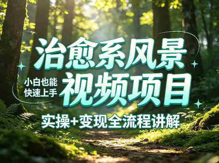 治愈系风景视频项目拆解，小白也能快速上手，实操+变现全流程讲解-副业部