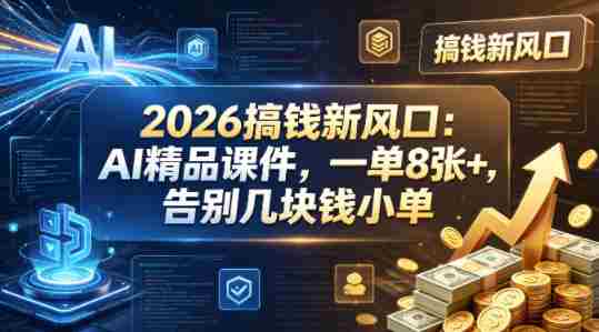 2026搞钱新风口：AI精品课件，一单8张+，告别几块钱小单-副业部