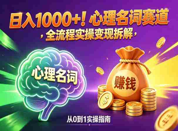 心理名词赛道，新手小白也能做，全流程项目拆解，单日变现1k+-副业部