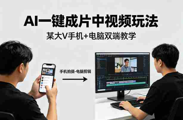AI一键成片中视频玩法,某大V中视频教学(手机+电脑)