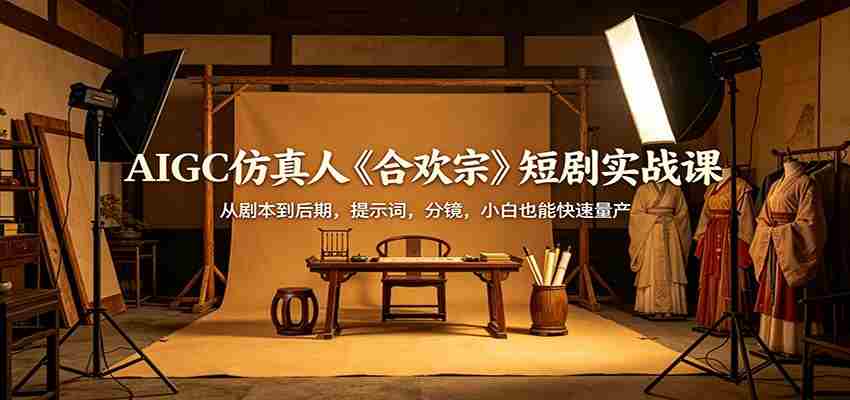 AIGC仿真人《合欢宗》短剧实战课：从剧本到后期，提示词，分镜，小白也能快速量产-副业部